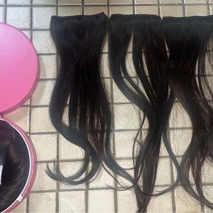 Luxy hair extensions Dark brown 16 inch Classic Set